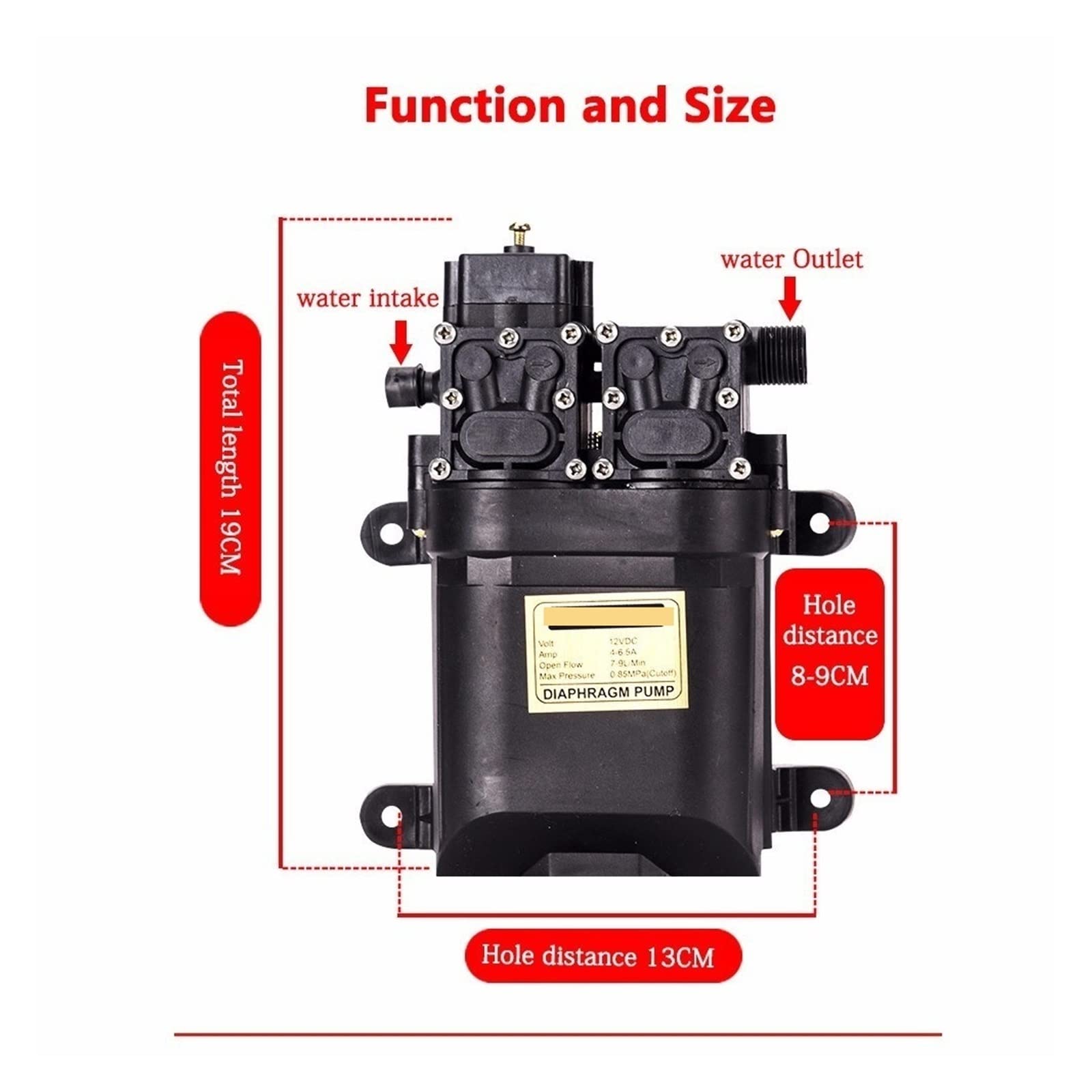 Dc 12v 125psi 9l/min rolnicza elektryczna pompa wodna podwójna pompa zasilająca mikro wysokociśnieniowy membranowy zraszacz wody myjnia samochodowa