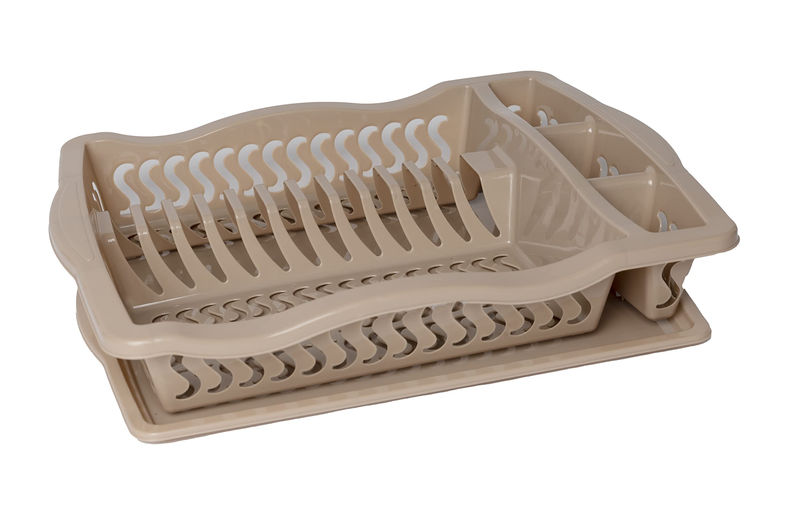 Oms Home Store Mocha Plastic Dish Drainer Rack Tray Cutlery Plate Cup Holder (Mocha)