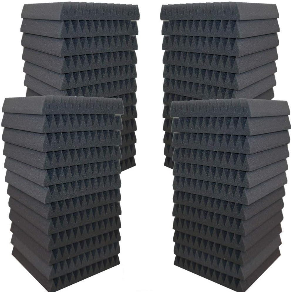 AK TRADING CO. 48 Pack Charcoal Acoustic Panels Studio Foam Wedges 2 x 12 x 12 Inches