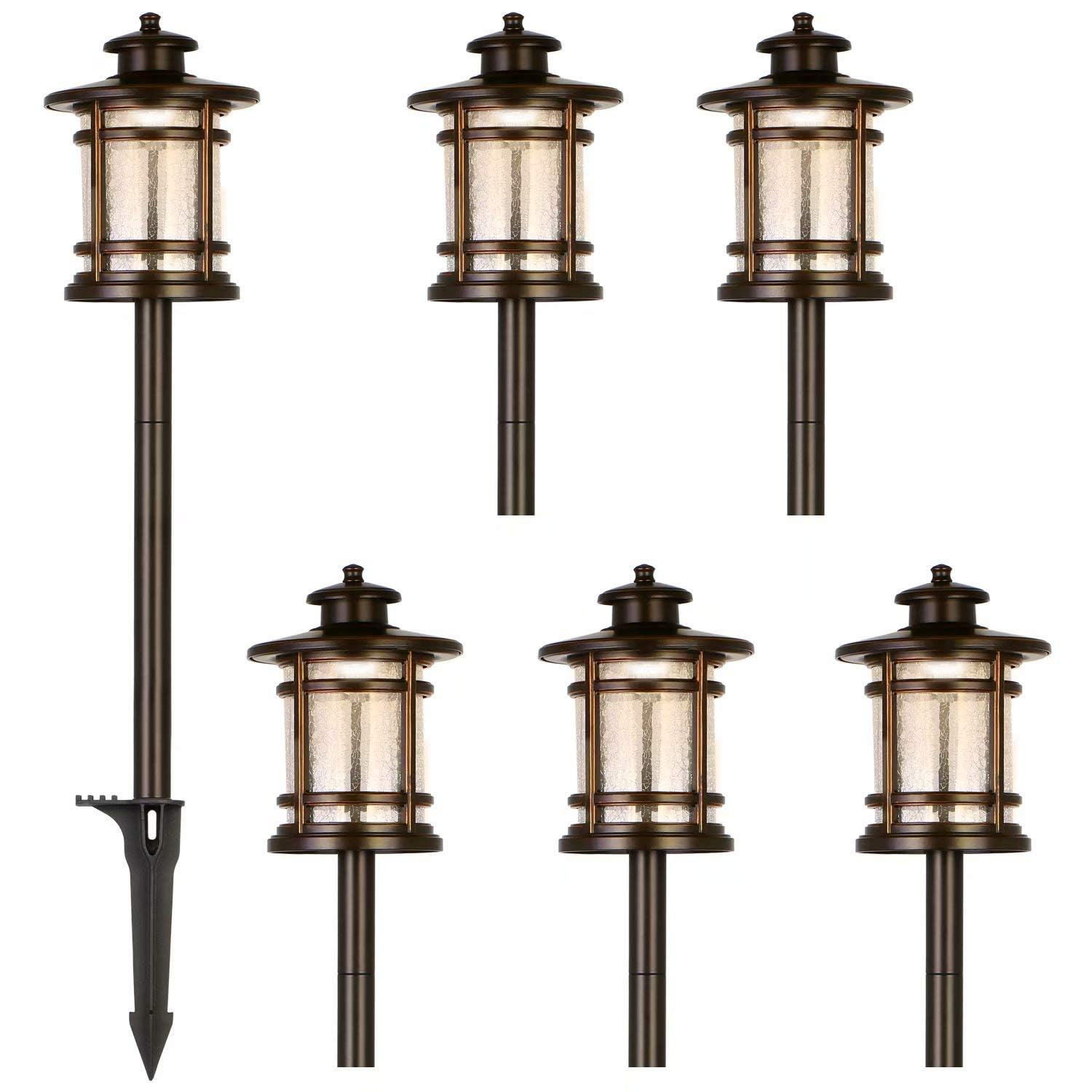 hykolity Low Voltage ORB LED Landscape Path Light with Crackled