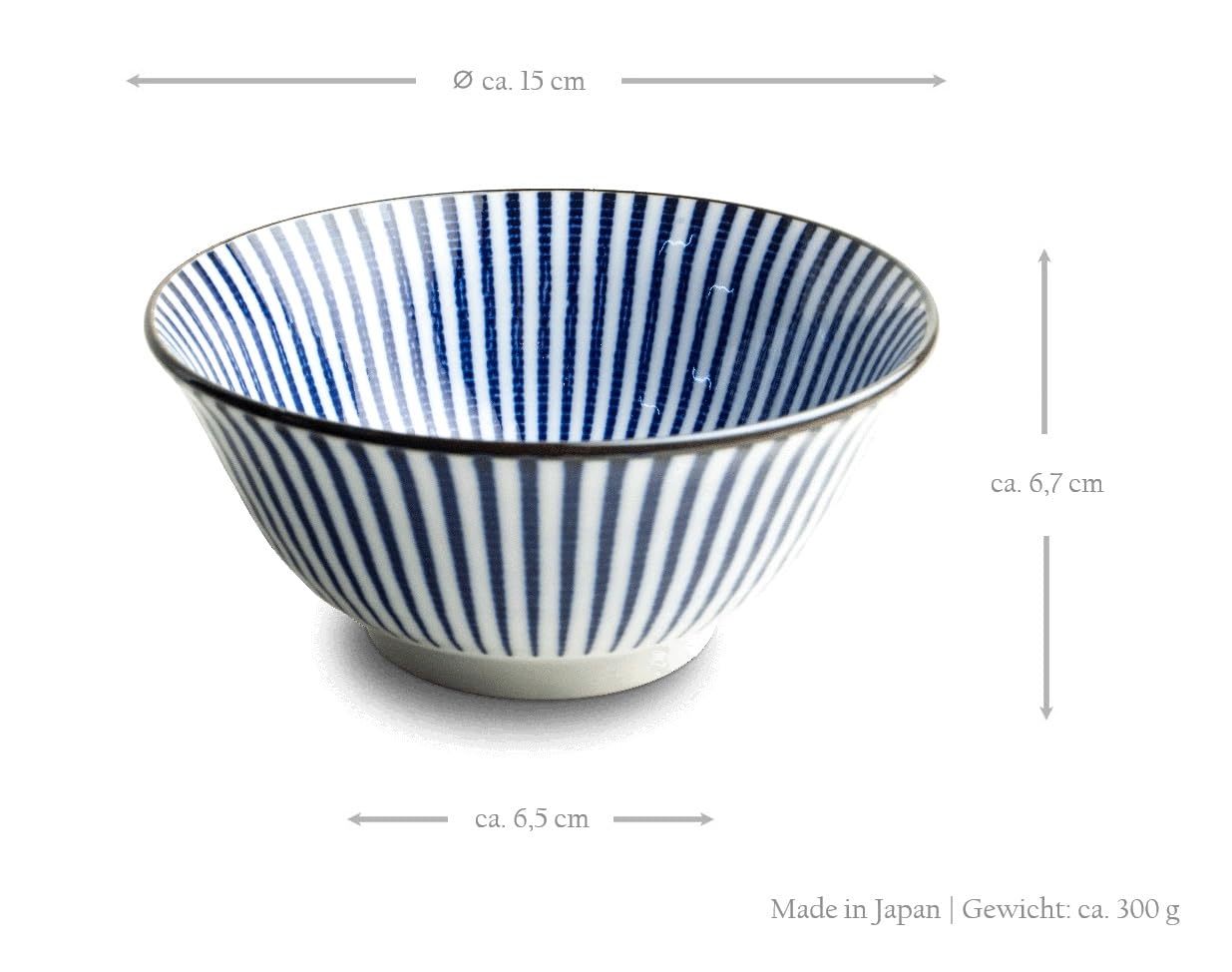 Japan-Bowls AsiATICA - Lot de 5 bols à ramen en porcelaine de 15 cm - Bols asiatiques de qualité supérieure pour riz, pâtes, tapas, udon, céréales - Set de bols à soupe avec designs japonais (Seigaiha