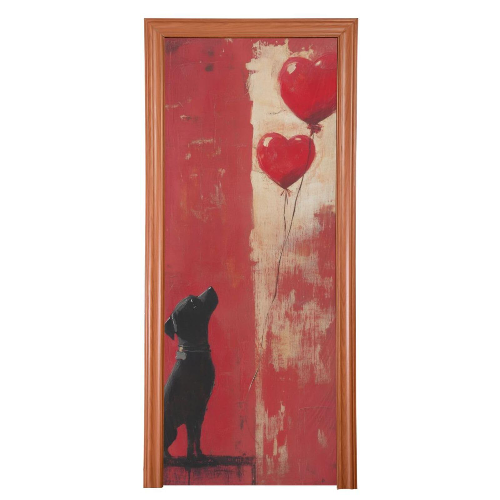 FLildon Valentine's Day Love Dog Door Cover Decoration, Party Accessory Porch Decor for Festive Ornament Room Door Covers 32 x 79 Inch