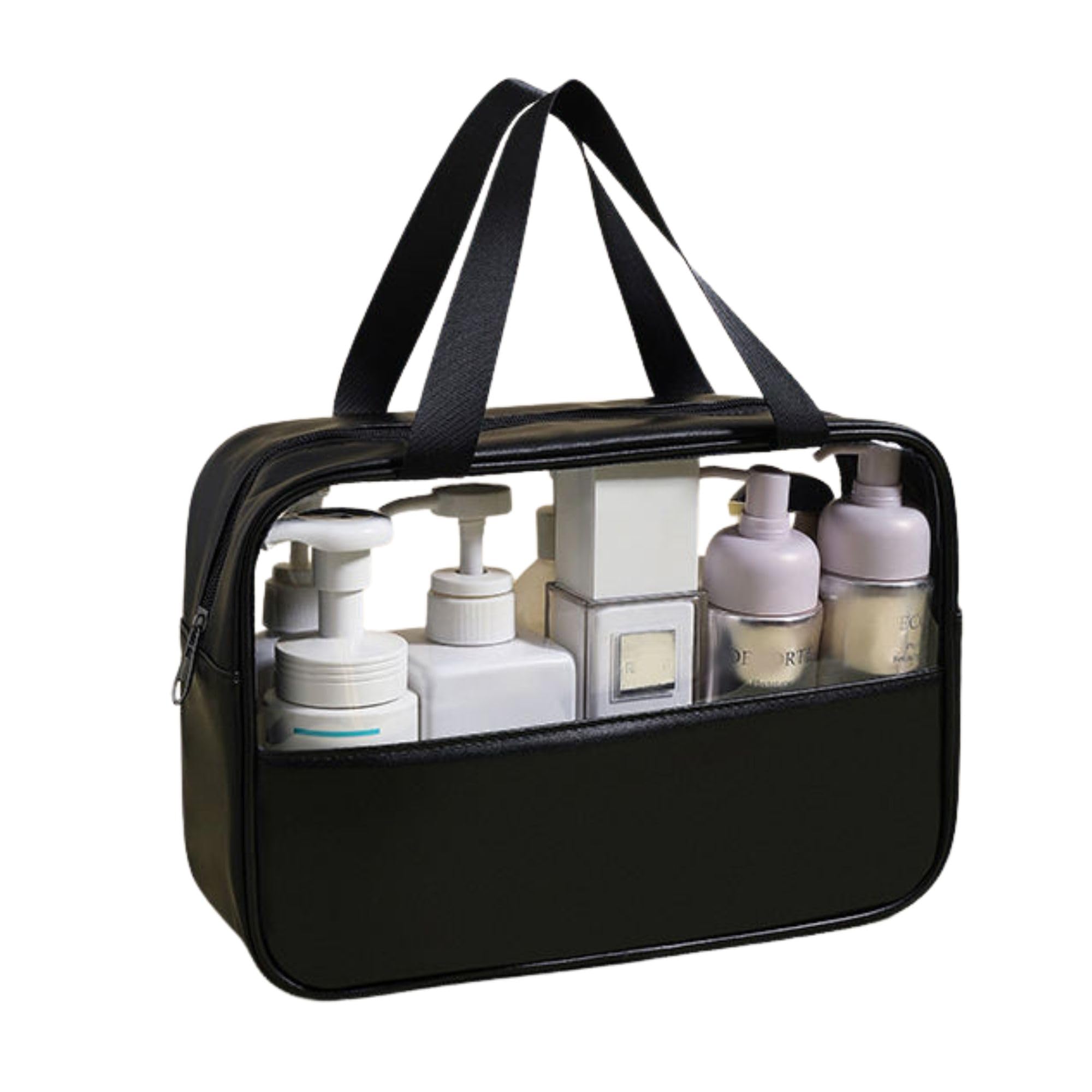 3-Piece Clear Makeup Pouch Set | Waterproof Cosmetic Bags with Zippers | Lightweight & Durable Travel Toiletry Organizer | Transparent Storage for Makeup, Jewelry & Accessories (Black)-image-32