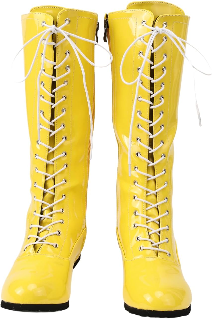 Mens Wrestling Boots Halloween Cosplay Knight Boots Mid Heel Shoes