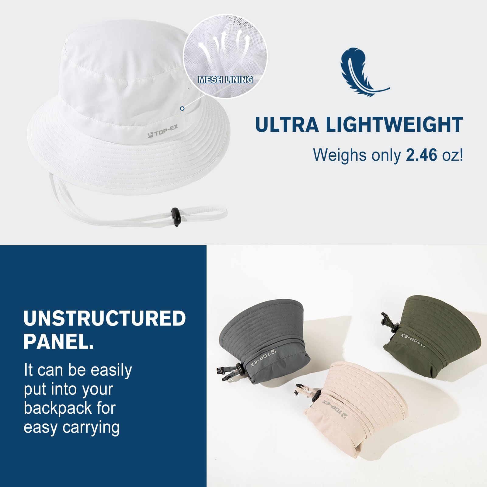 TOP-EX Chapeau de pêcheur rafraîchissant pour homme - Respirant - Protection UV - Chapeau d'été pour femme - Chapeau d'extérieur avec large bord pliable - Chapeau safari
