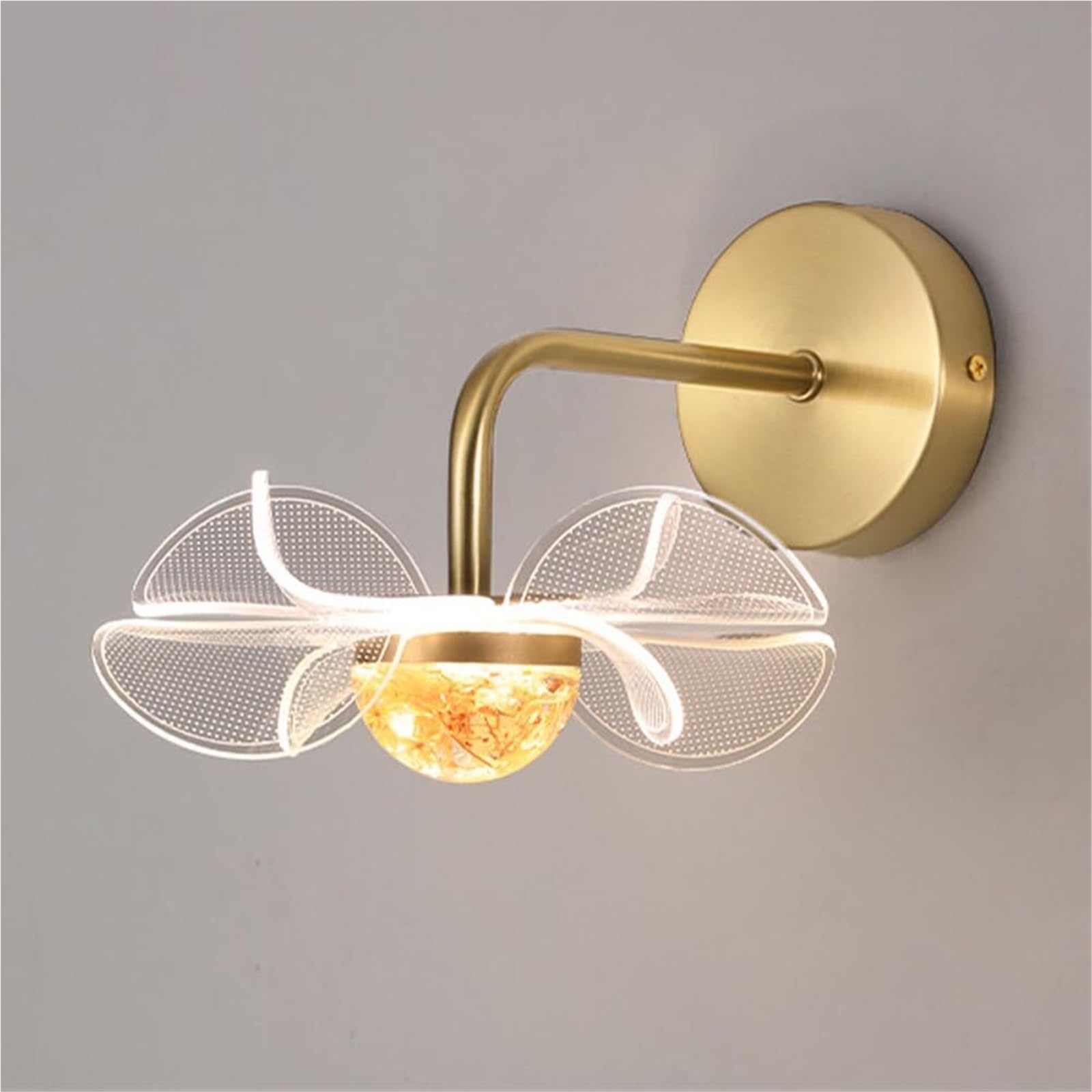 Akrylowy kinkiet ścienny do łóżka 6 W, lampa ścienna LED, salon, sypialnia, korytarz, schody, oprawa oświetleniowa, w kształcie kwiatu, lampa ścienna z akrylowym kloszem (18 cm)