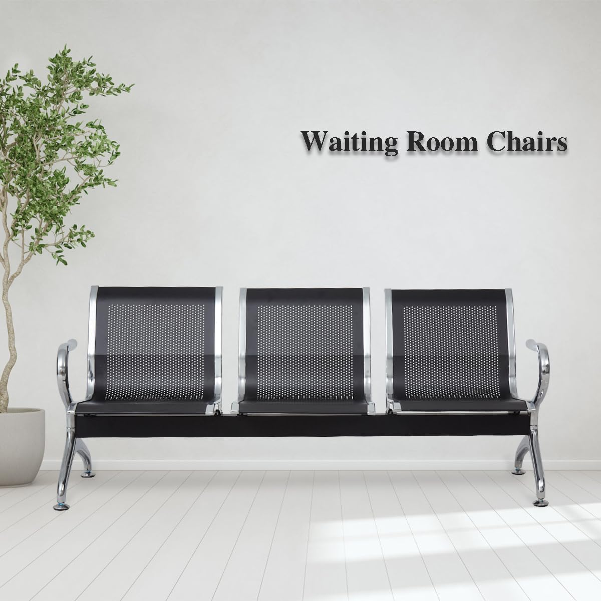 Waiting Room Chairs, Waiting Room Reception Bench, Office Bench, Reception Chairs, Airport Bank Meeting Room and Other Guest Reception Chairs(3-Seats, Black