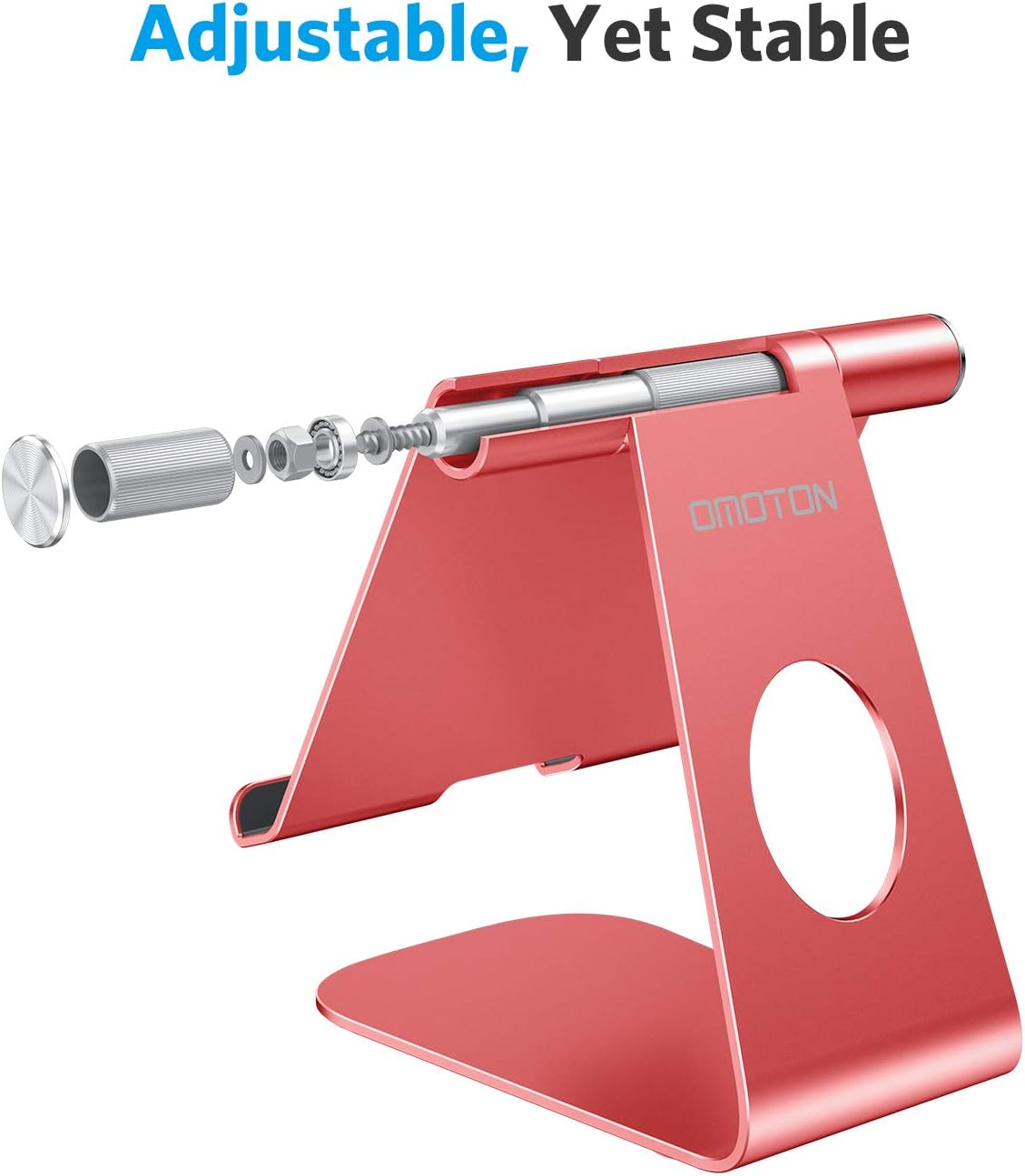 OMOTON Tablet Stand Holder Adjustable, T1 Desktop Aluminum Tablet Dock Cradle Compatible with iPad Air/Mini, iPad 10.2/9.7, iPad Pro 11/12.9, Samsung Tab and More, Red