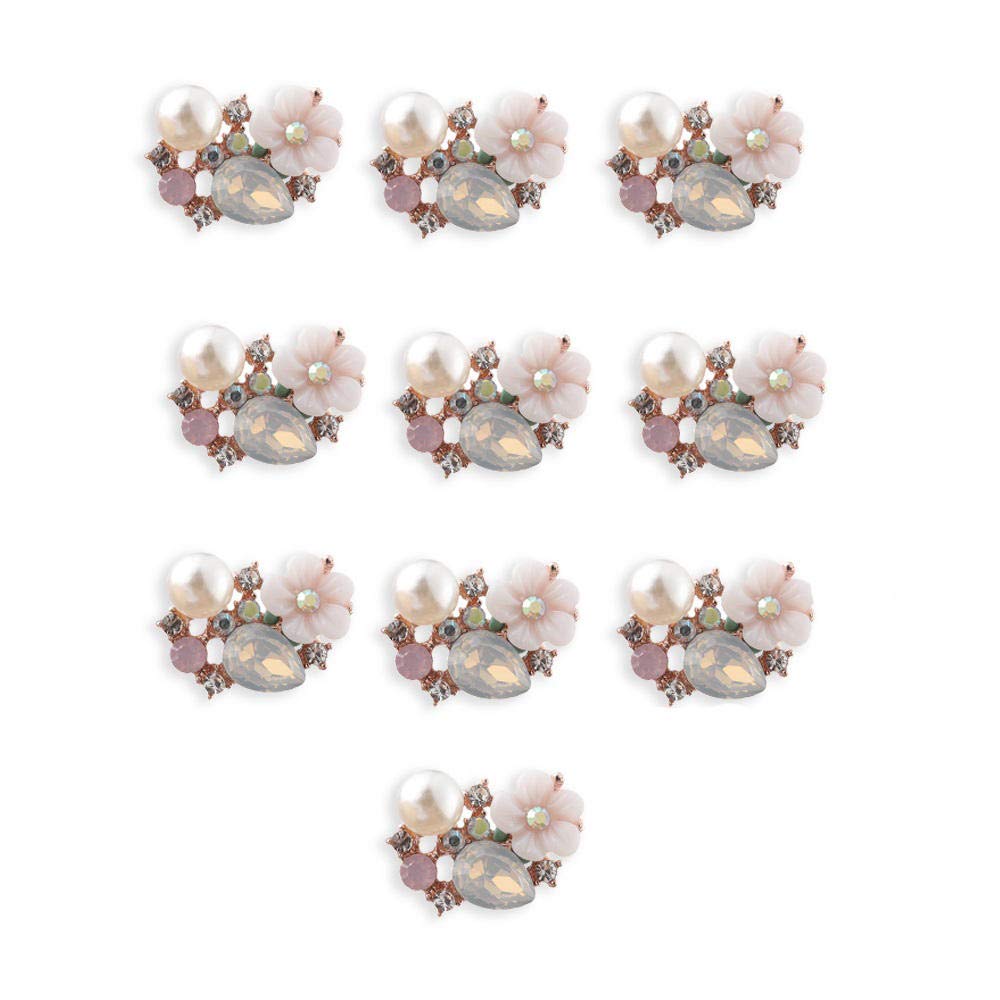 JXX Sewing Button 10PCS 16mm Rhinestone Snowflake Cabochon Metal Vintage Buttons-Style 1