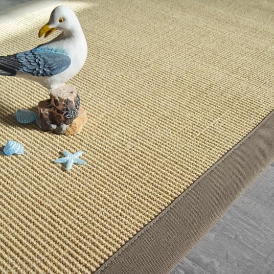 Decoweb Tapis sisal Yucatan Sable - Ganse Taupe - 140 x 200 cm