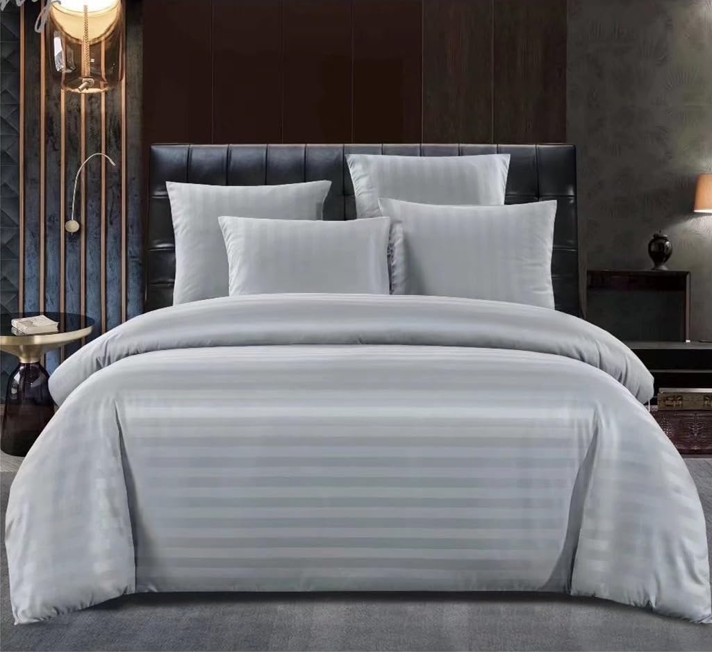 Golden Home King Size Bedsheet 6pcs One Set, High Cotton Quality Bedding Set Duvet Cover Set (Gray, King Size)
