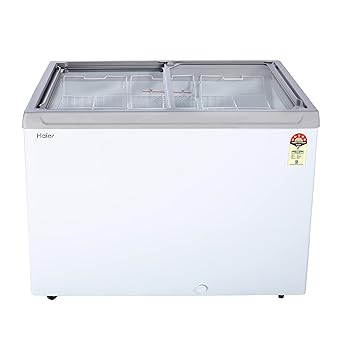 Haier HFC-300GM5-5 star rating double door Glass top model, With inside Metal liner, White