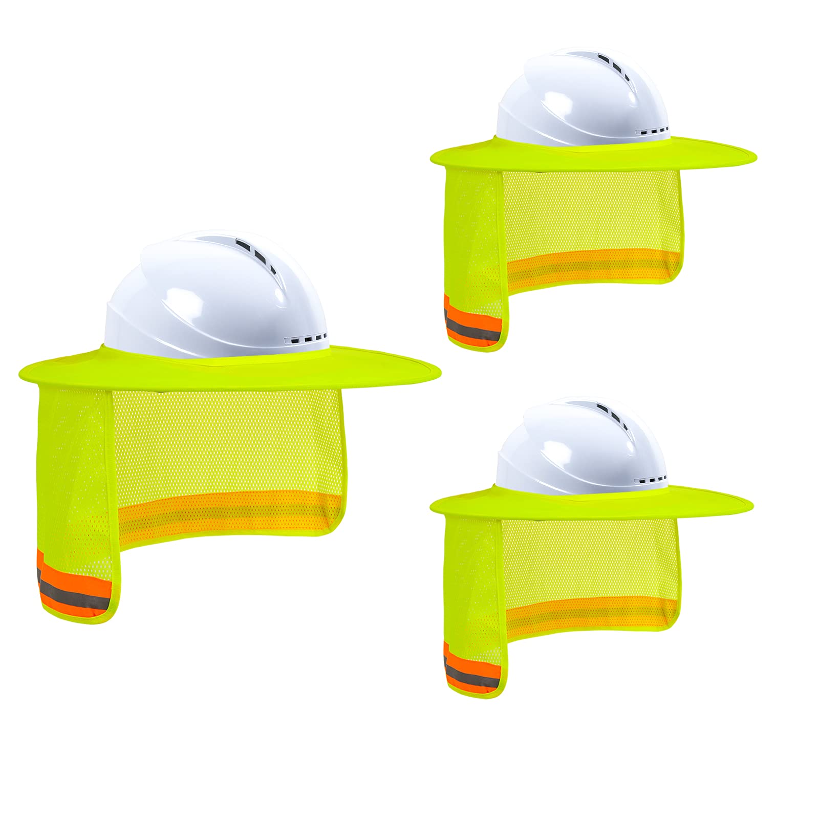 Hard Hat Sun Shade, High Vis Sun Visor Shade Full Brim, Yellow, 3PCS