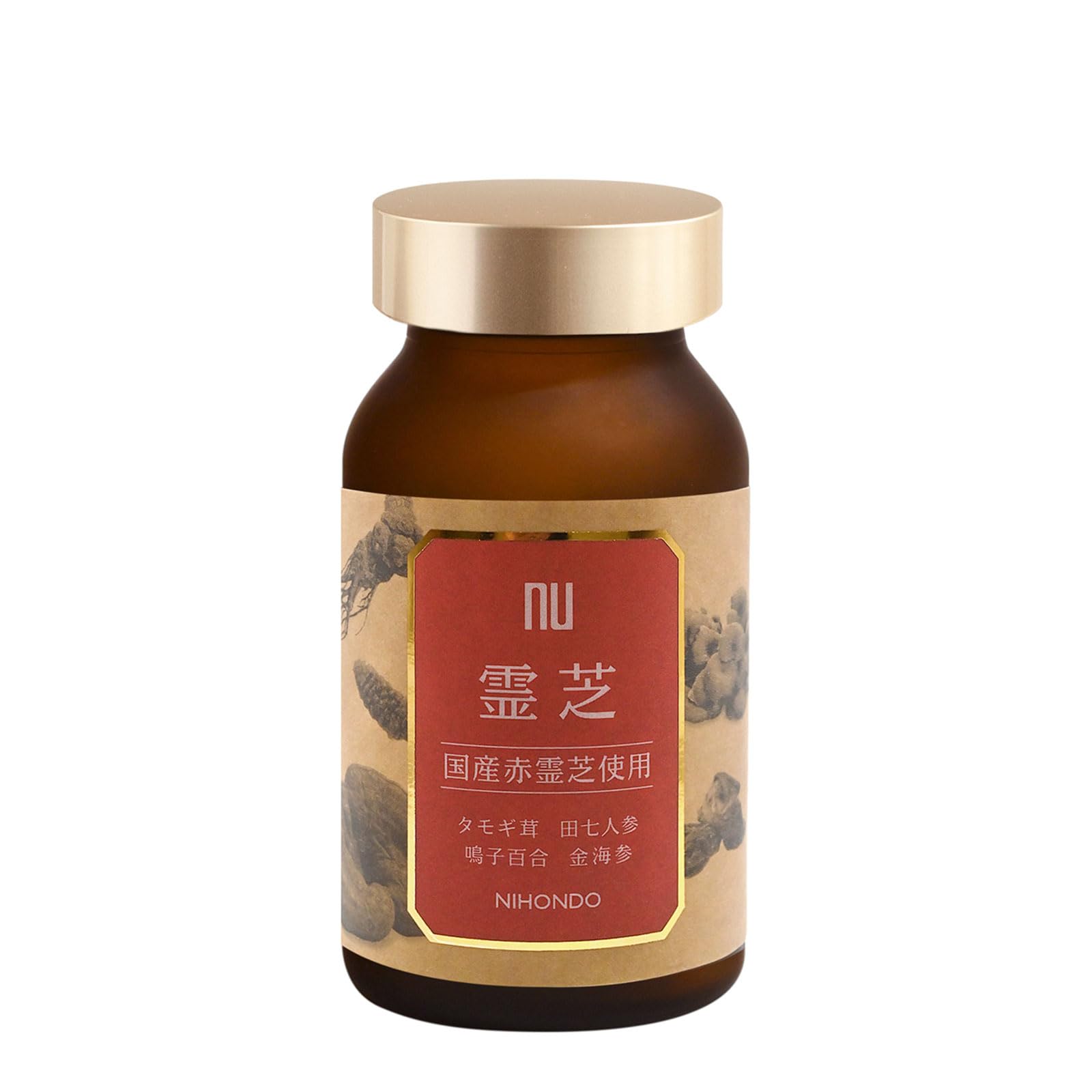 薬日本堂 霊芝 〈粒〉120カプセル (約1ヶ月分) 国内製造 赤霊芝 タモギ茸 田七人参 黄精 ナマコ