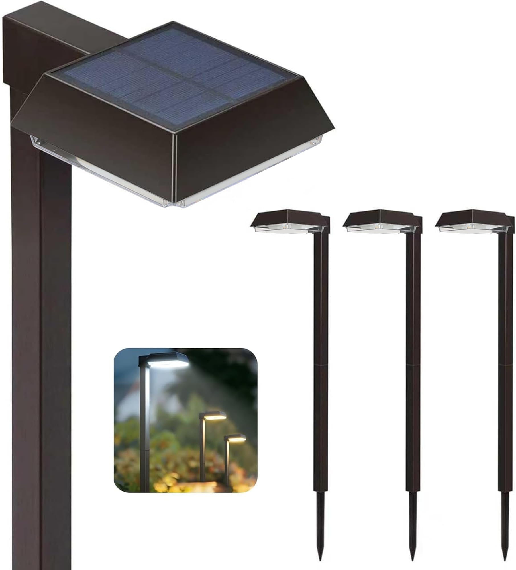 Bobcat Solar Pathway Lights Outdoor Super Bright 300 lumens with 2-in-1 Warm White and Daylight Color Modes, Solar LED Lights Outdoor Waterproof for Path, Sidewalk, Driveway or Walk Way Light(4 Pack)