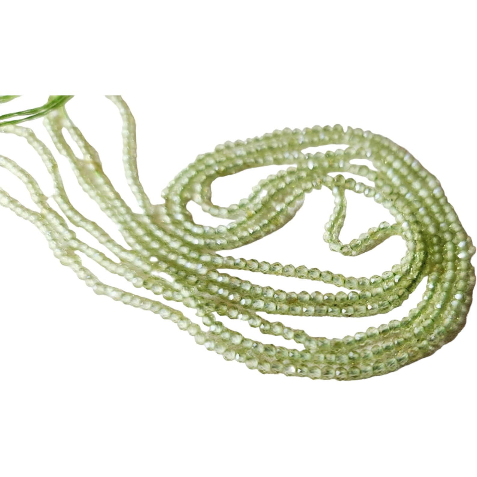 Rondelles facetados de peridoto de 2,5 mm, cuentas de peridoto natural para collar, joyería de peridoto (opciones 1STR - 5STR)