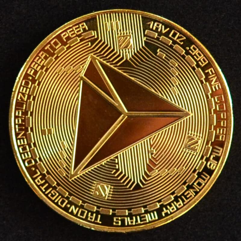 Craftbia® Tron Coin Made of Real Metal Gold Plated Crypto Coin with Plastic Display Stand - Image 3