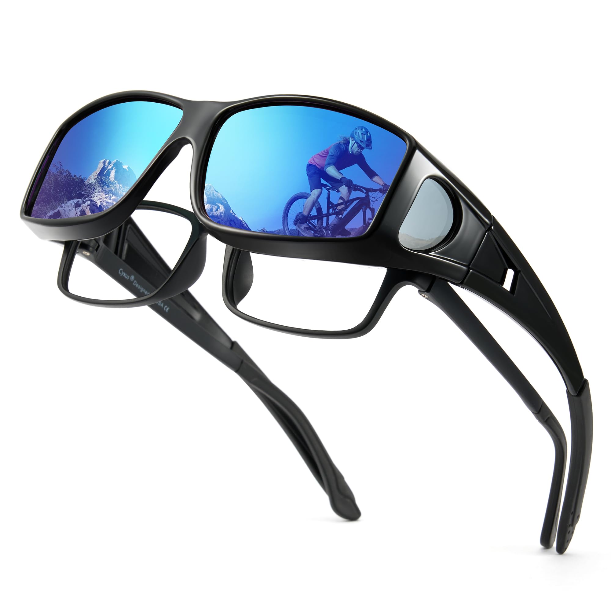 Cyxus Fit Over Polarized Sunglasses for Prescription Glasses – UV Protection Eyewear for Driving, Fishing, Outdoor Activities