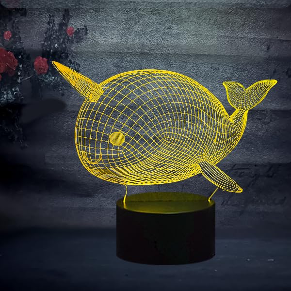 Cute Creative Whale Visual Lamp 3D Led 16 Changeable Colors Night Light with Remote Control Birthday Gifts Idea for Kids Boys Girls Friends Illusion Dimmable Table Lamp for Bedroom Nursery Decoration