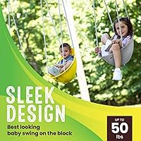 Vista 2 de Swurfer Columpio de coco para niños pequeños, cómodo columpio para bebé al aire libre, arnés de seguridad ajustable de 3 puntos, sistema de bloqueo