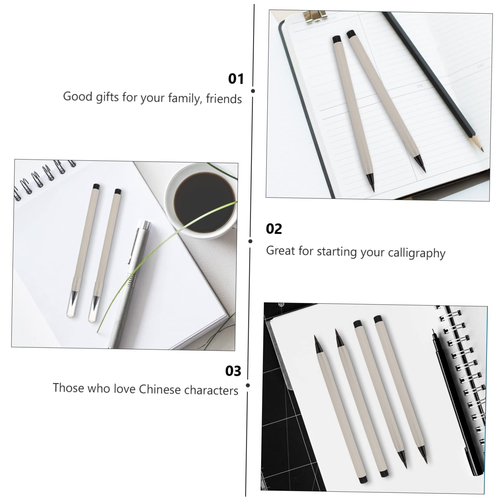 ARTIBETTER 2sets 3pcs Refillable Chinese Calligraphy Brush Durable Writing Brushes for Beginners and Professionals for Calligraphy Drawing and Painting Projects 3pcs*2