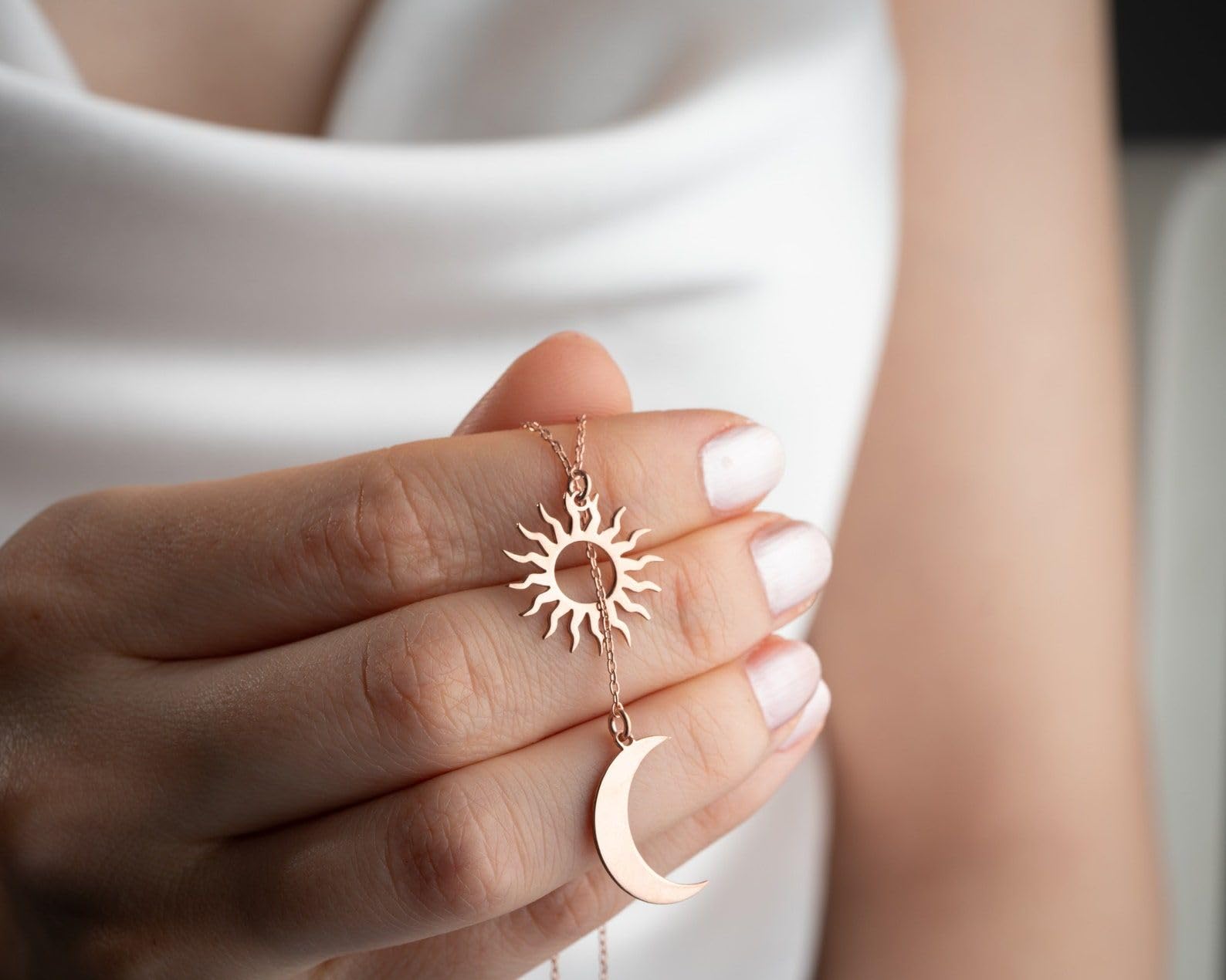 Oro sole e luna coppia collana, sole luna set argento amicizia ciondolo