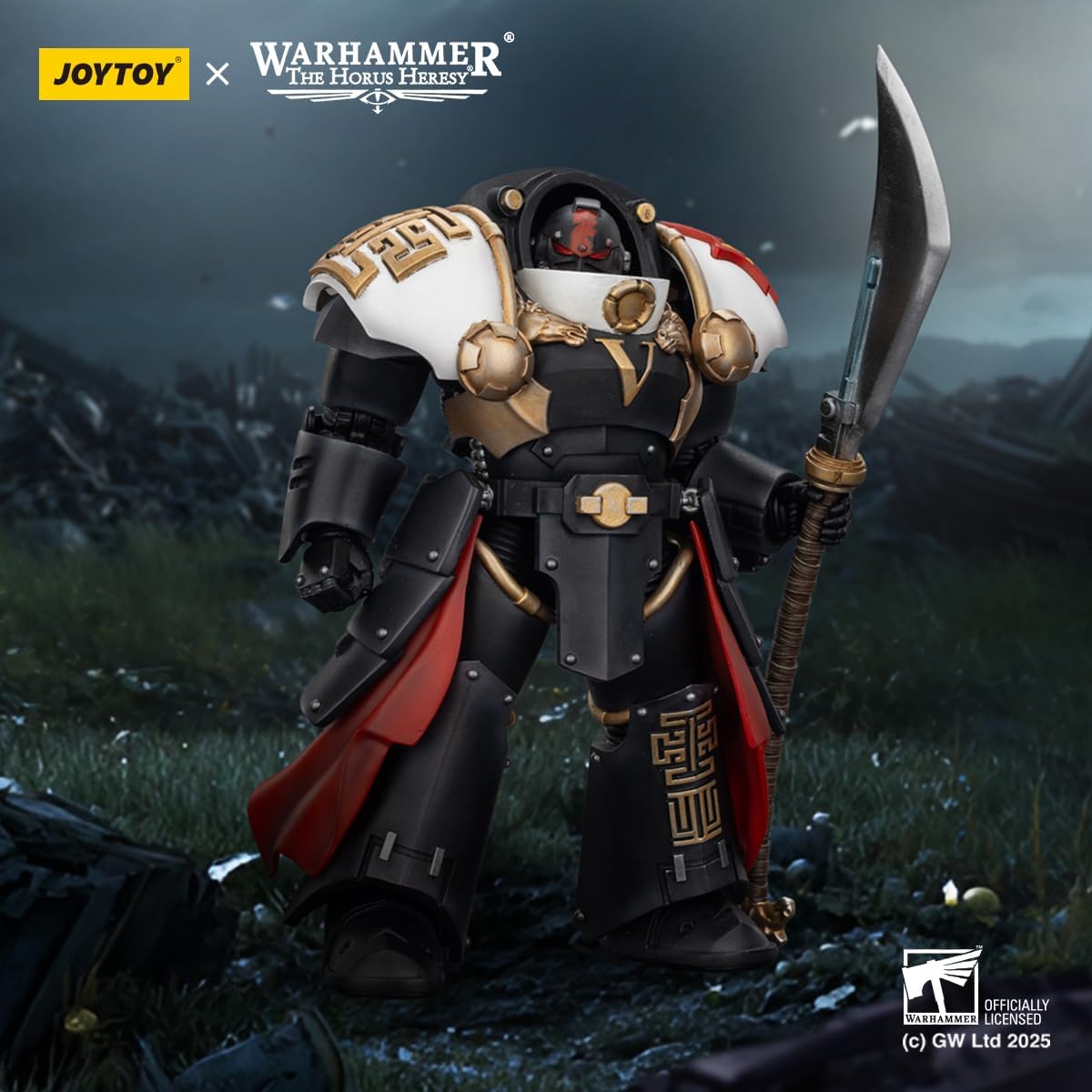 JOYTOY Warhammer The Horus Heresy White Scars Ebon Keshig Terminator 1 with Power Glaive 1:18 Action Figure Mecha Joy Toy Model Collectible Figurine Ages 15+, Height 5.4 inch