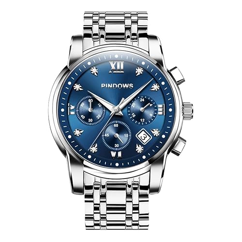 PINDOWS Herrenuhren Luxus Quarz-Analoguhr Datumsanzeige und großem Ziffernblatt wasserdichte modische Business-Armbanduhr Elegante zweifarbige Edelstahl-Klassiker-Herrenuhr mit beleuchtetem Kalender PINDOWS Herrenuhren Luxus Quarz-Analoguhr Datumsanzeige und großem Ziffernblatt wasserdichte modische Business-Armbanduhr Elegante zweifarbige Edelstahl-Klassiker-Herrenuhr mit beleuchtetem Kalender
