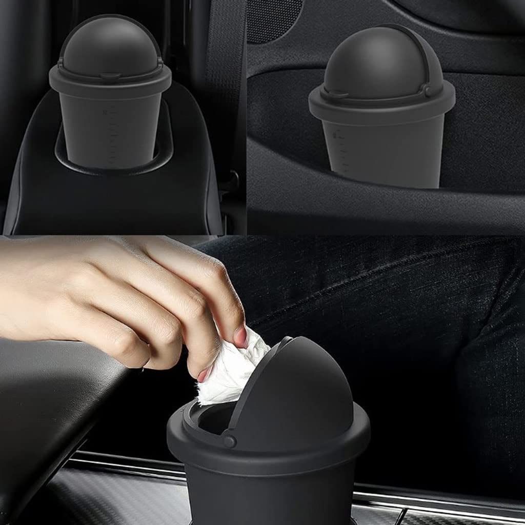 Car Trash Can Accessories with Lid Gadgets for Storage Black Bin Tub