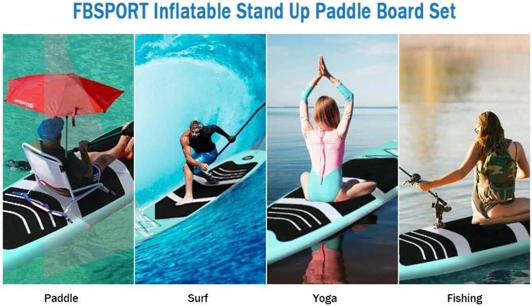 Aufblasbare SUP Board Set, Stand Up Paddling Board für Anfängerinnen und Fortgeschrittene, 325x82x15cm, 150kg belastbar, Inkl. Rucksack, Handpumpe, Paddel, Für Erwachsene und Kinder