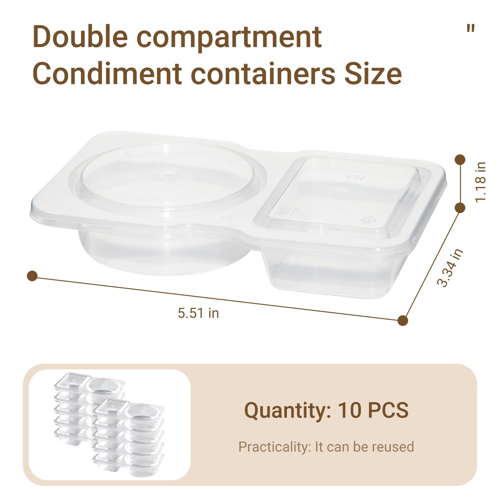 Contenedores de aperitivos de doble compartimento con tapas, caja de preparación de aperitivos, 2 compartimentos, recipientes para condimentos (30 piezas)