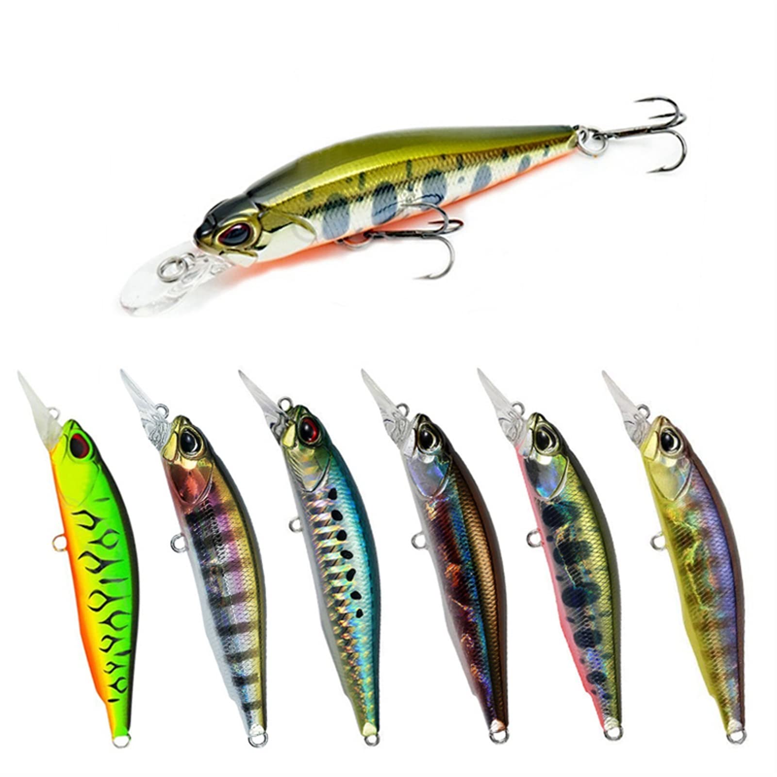 10 pièces 63mm 5g Leurres de pêche à l'achigan Minnow Wobblers Jerkbait Profondeur 0,8-1,2 m Appât Dur Artificiel réaliste Isca Swimbaits de plongée pour Bass Pike Attirail de pêche