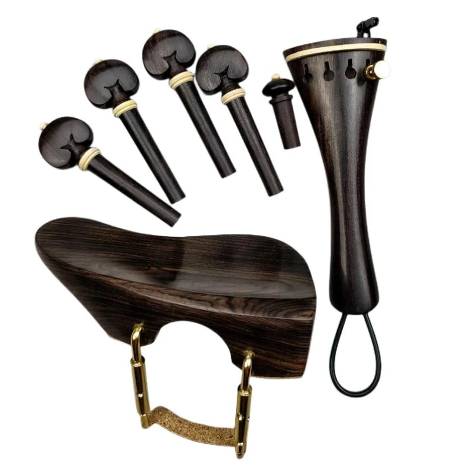 Accessori per violino Un set di accessori per violino misura 4/4 inclusi mentoniera e cordiera