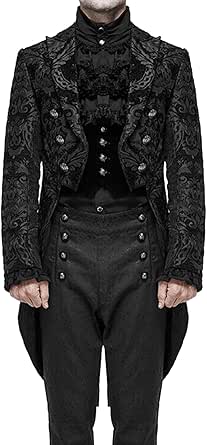 QEKFDOV Herren Steampunk Frack - Gothic Mittelalter Mantel Für Halloween & Cosplay