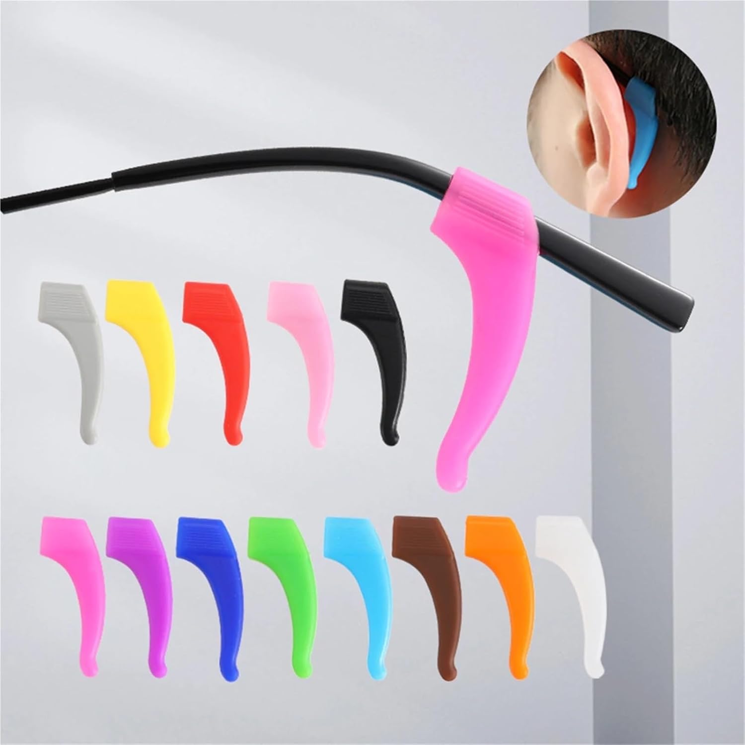 Durable 15Pair Candy Color Glasses Anti-slip Ear Hooks Silicone Eyeglasses Leg Ear