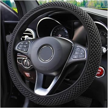 Car Steering Wheel Cover, Voche Steering Wheel Protector, Compatible with Truck SUV, D Shape, Sports Elastic Band Without Inner Ring, Universal Size Black