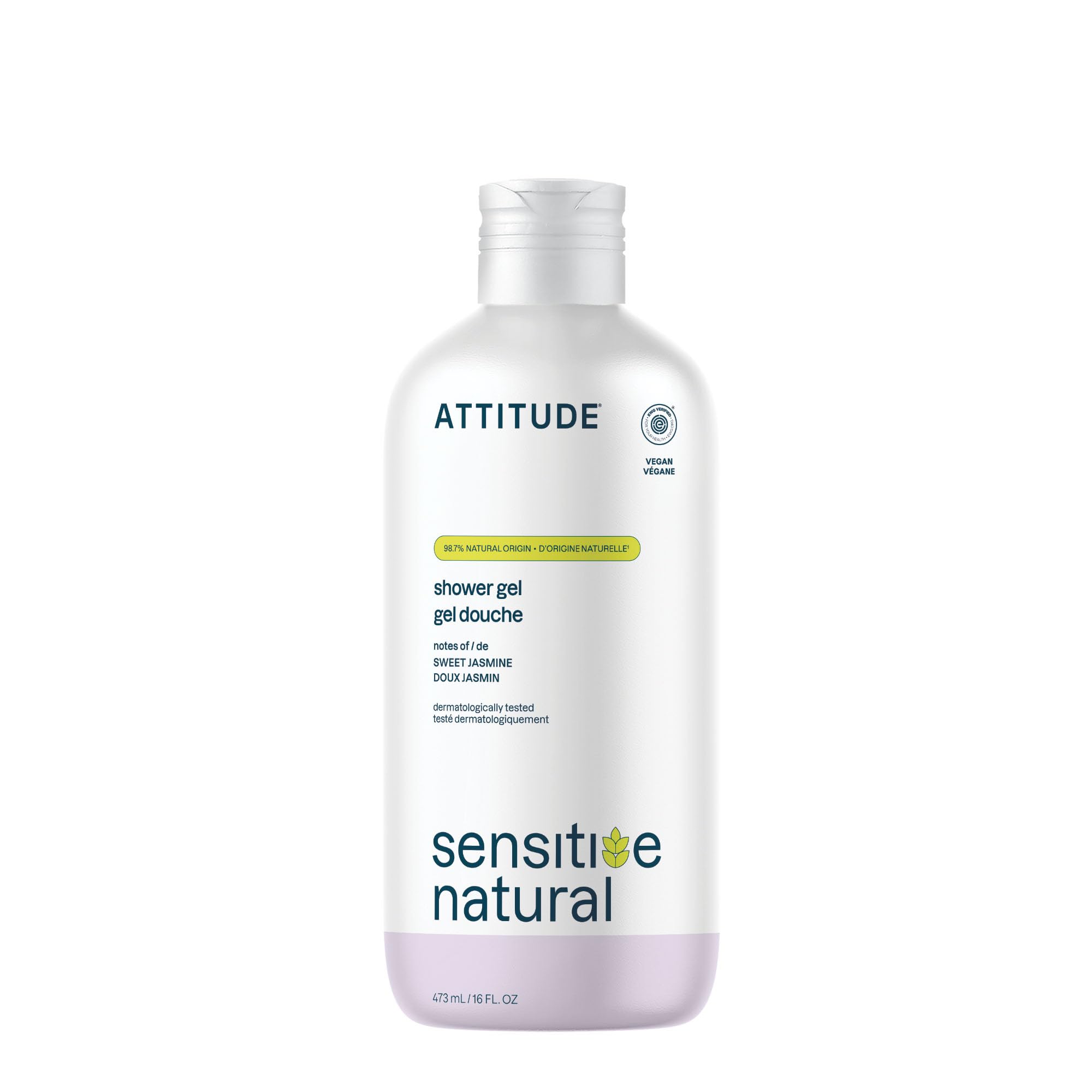 ATTITUDE Body Wash for Sensitive Skin with Oat and Chamomile, EWG Verified, Dermatologically Tested, Vegan, 16 Fl Oz