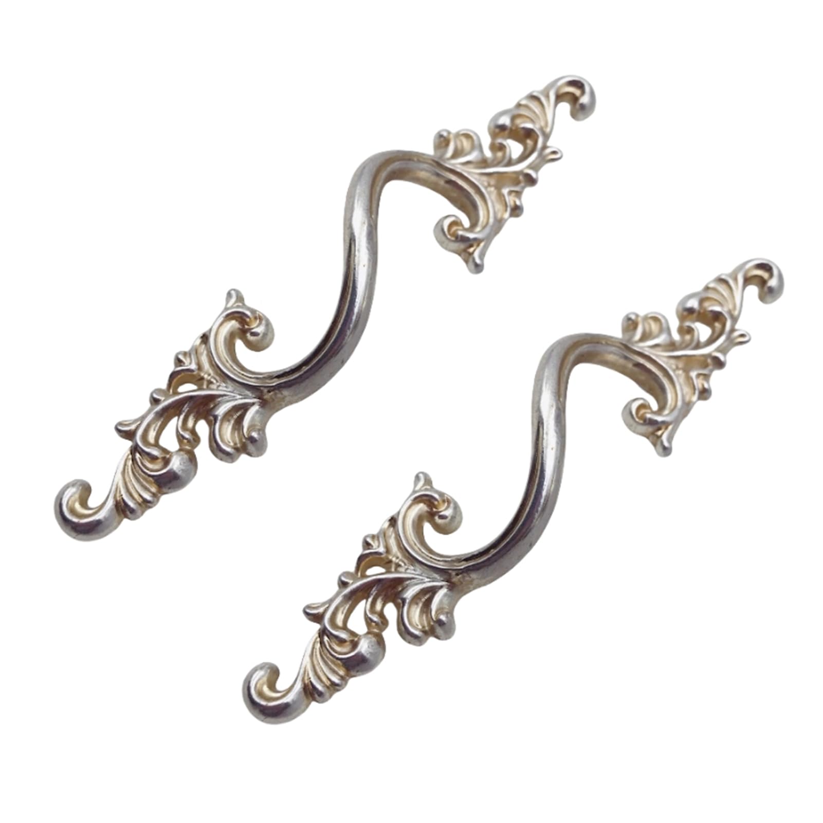 Jiajulashou123 Antique Silver 2 Pcs Kitchen Cupboard Handle European Style Cabinet Handles Vintage Dresser Handles Wardrobe Door Handle Zinc Alloy Drawer Pulls For Bathroom Furniture Cabinet Cupboard (,Pitch:64mm)