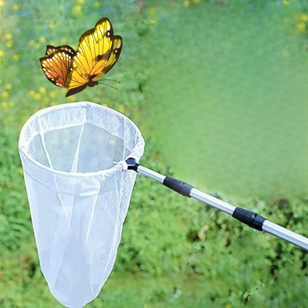 Teleskopisches Schmetterlingsnetz, ausziehbares Fisch-Insektennetz für Kinder und Erwachsene, Fangen von Käfern, Fischen, ausziehbar von 43 bis 93 cm