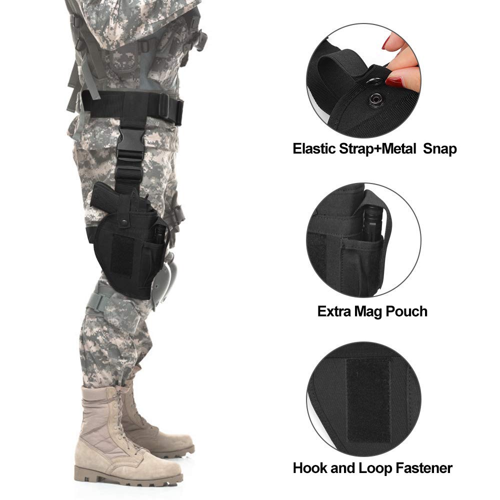 Jambe De Tactique Militaire Holster 3 Mag Pochettes Airsoft Armée