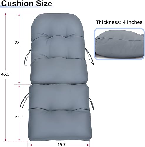 Miniatura 2 de Skypatio Adirondack - Juego de 2 cojines para silla mecedora, impermeables, gruesos, para patio al aire libre, con respaldo alto, color gris