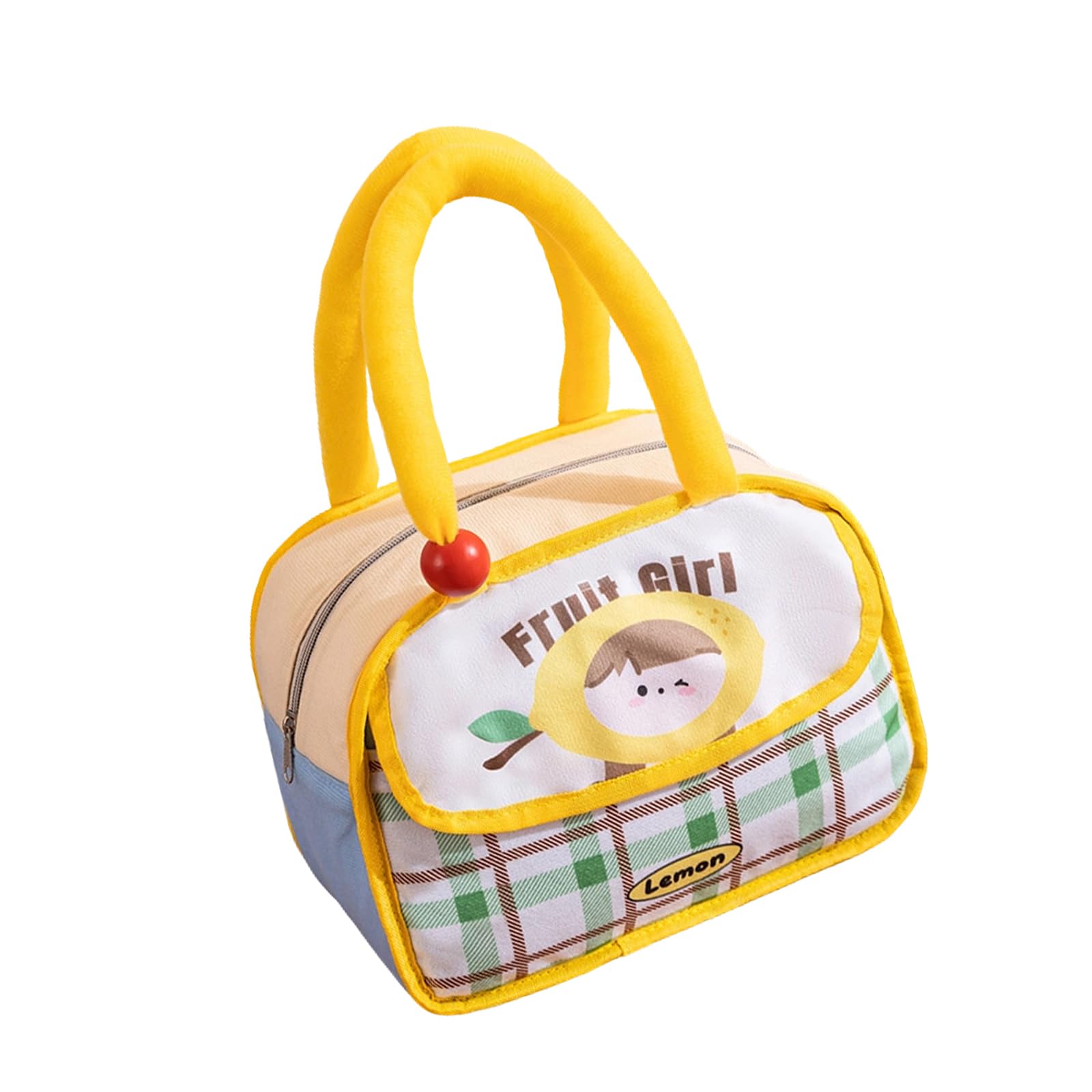 Tsophreniq Multiple Compartment Insulated Lunch Bag for Organized Storage Cartoon Themed Flannel Construction Handy for Snacks Outdoor Lunch Bag