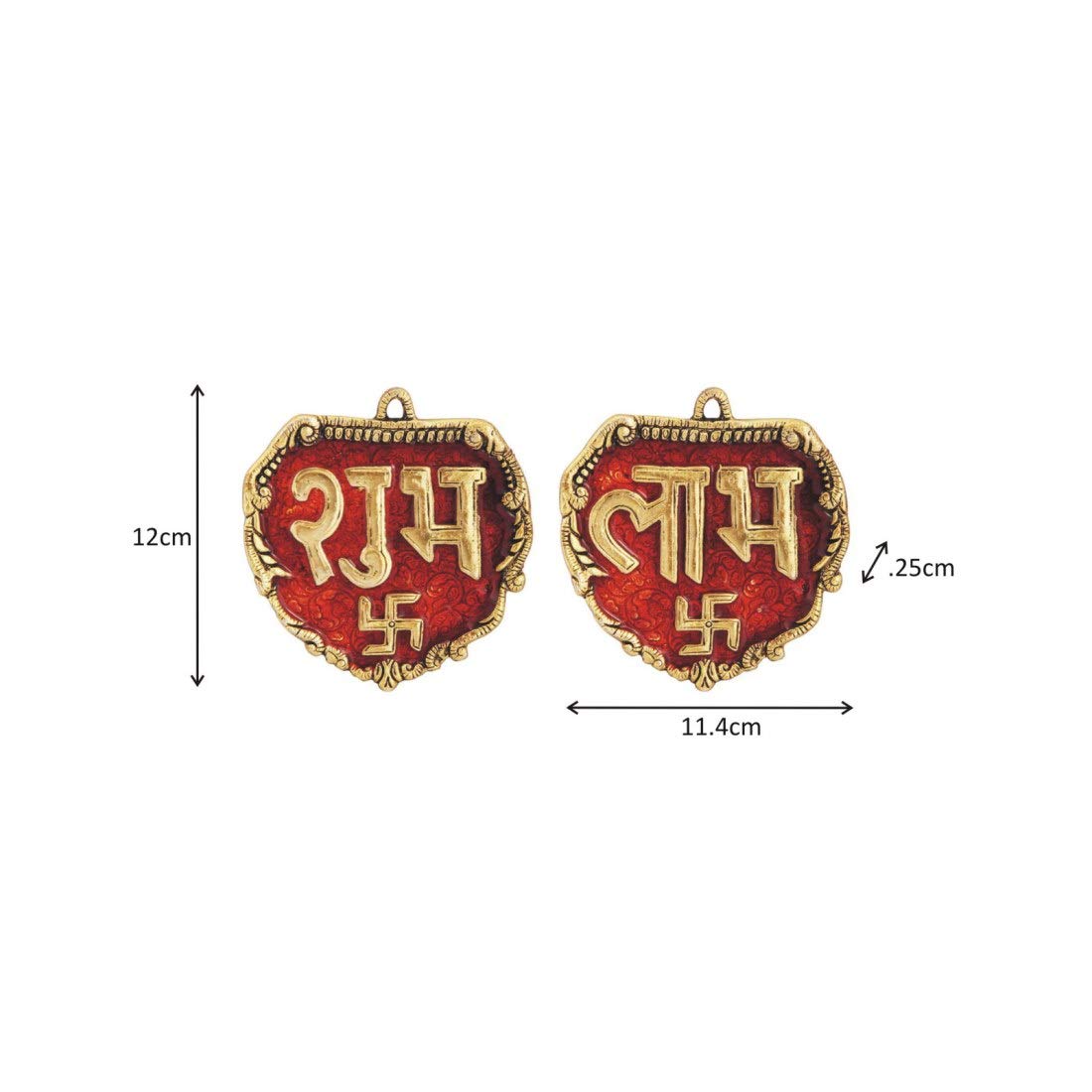 Handicrafts Paradise Metal Door Hanging Shubh Labh Engraved with Swastik, Multicolour, 4.5 x 4.75 inch, 1
