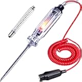 Heavy Duty Automotive Circuit Tester, Premium 6-24V Test Light with Extended Spring Test Leads & Sharp Piercing Probe, Circuit Voltage Tester with Replacement Indicator Light for Car/Vehicles