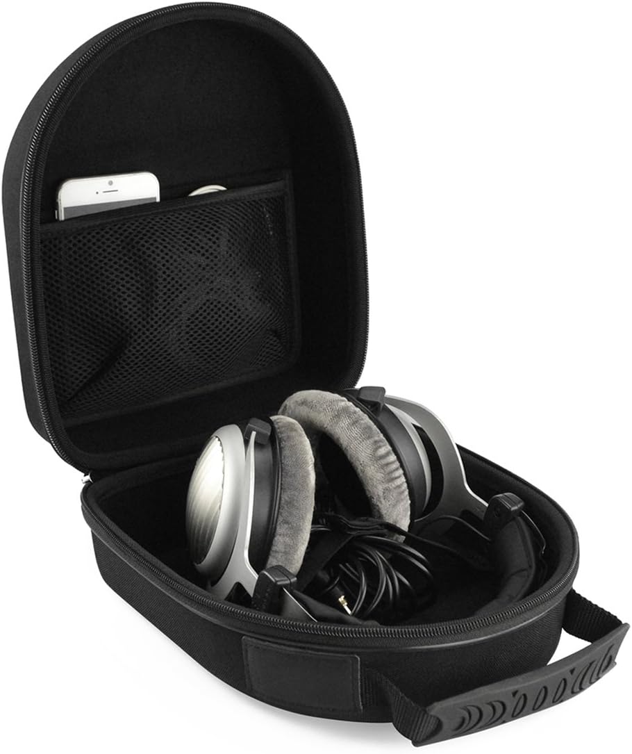 Geekria Shield Case for Large-Sized Over-Ear Headphones, Replacement Protective Hard Shell Travel Carrying Bag with Cable Storage, Compatible with Audio-Technica ATH-AD990X, AKG K701 (Black) - Image 4