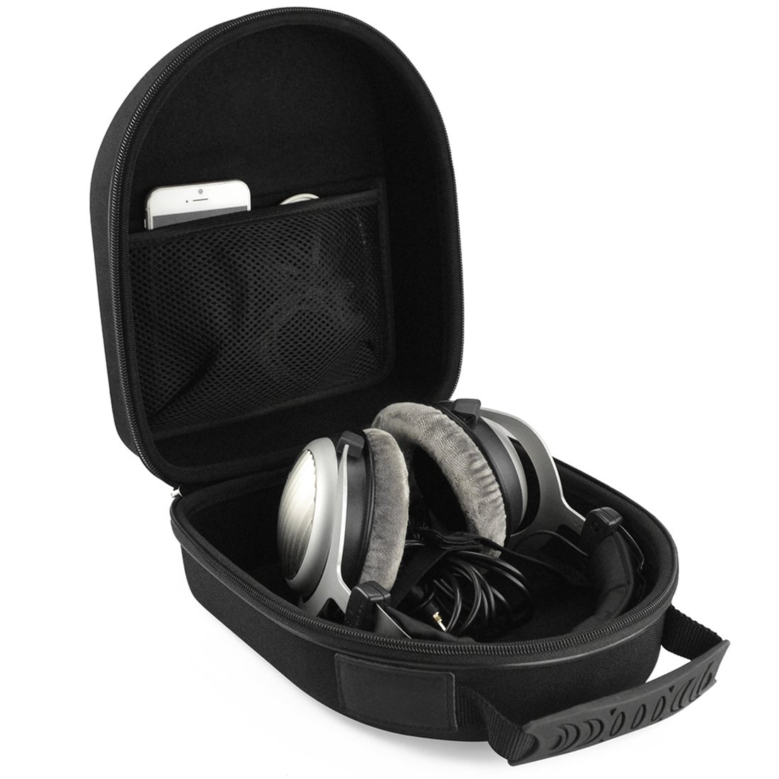 Geekria Shield Case per cuffie over-ear di grandi dimensioni, custodia protettiva rigida da viaggio sostitutiva con vano per cavi, compatibile con Audio-Technica ATH-AD990X, AKG K701 (Nero)