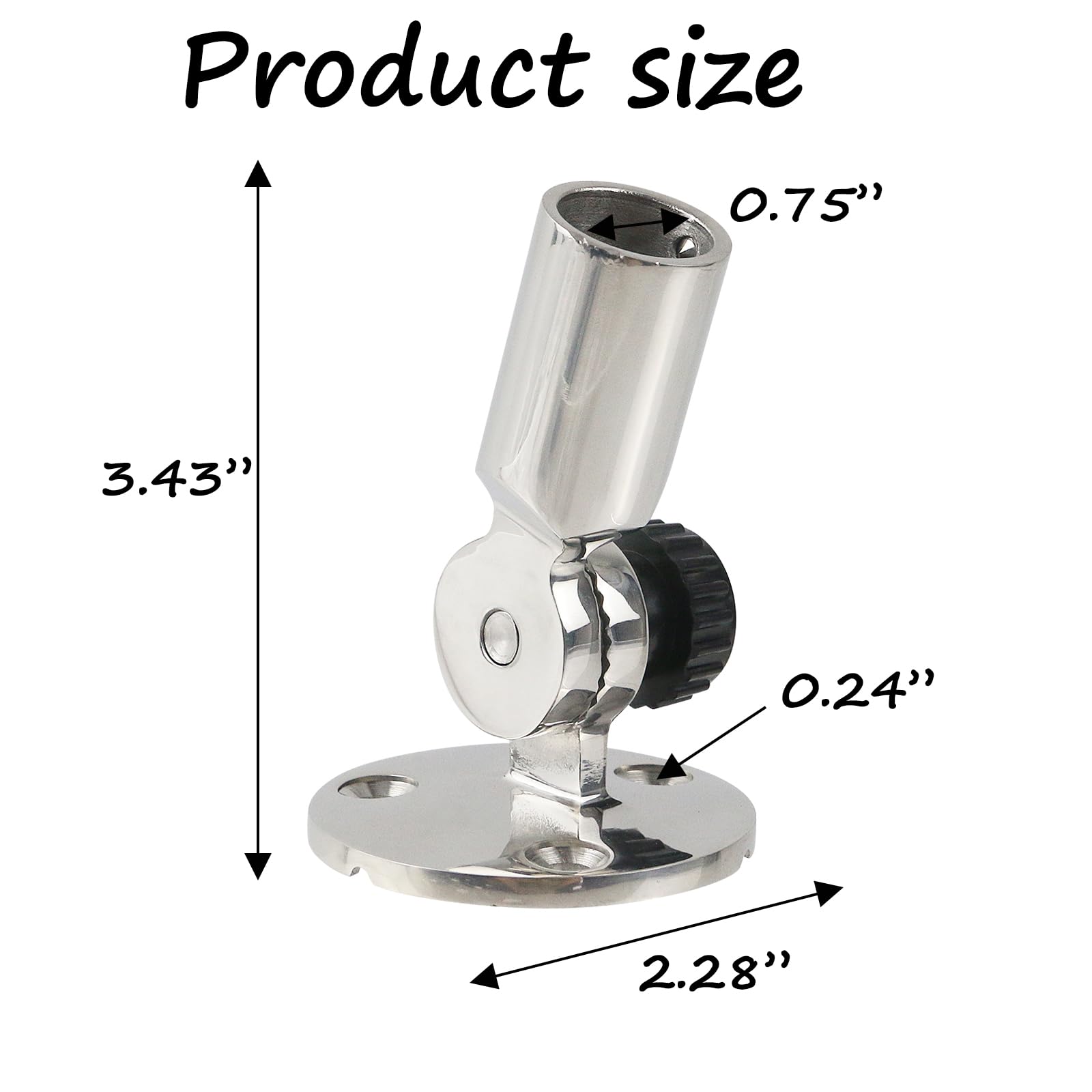 Semetall Marine Grade 316 Stainless Steel Lamp Base, Adjustable Swivel Antenna Holder with Screws