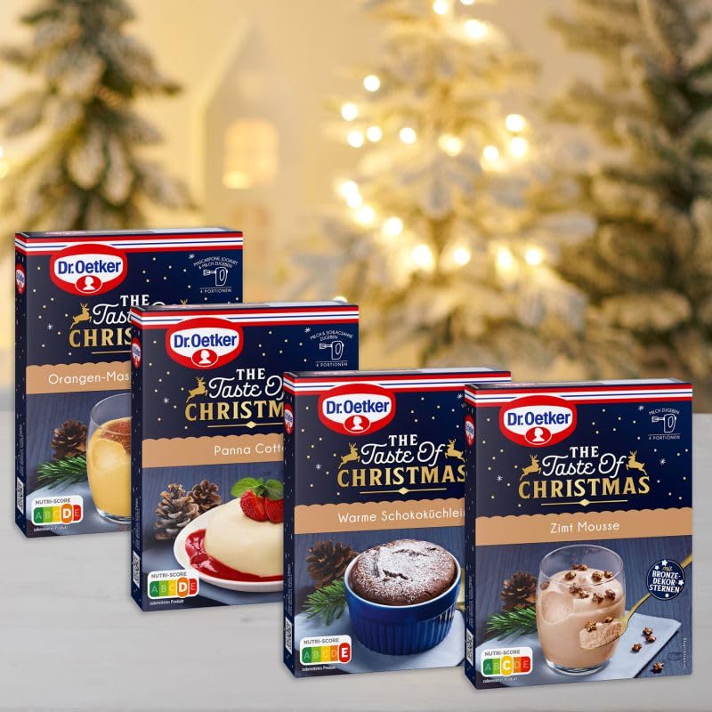 Dr. Oetker Probier-Set 'Winter-Desserts' - Set aus 2 x Warme Schokoküchlein, 2 x Zimt Mousse, 2 x Panna Cotta und 2 x...