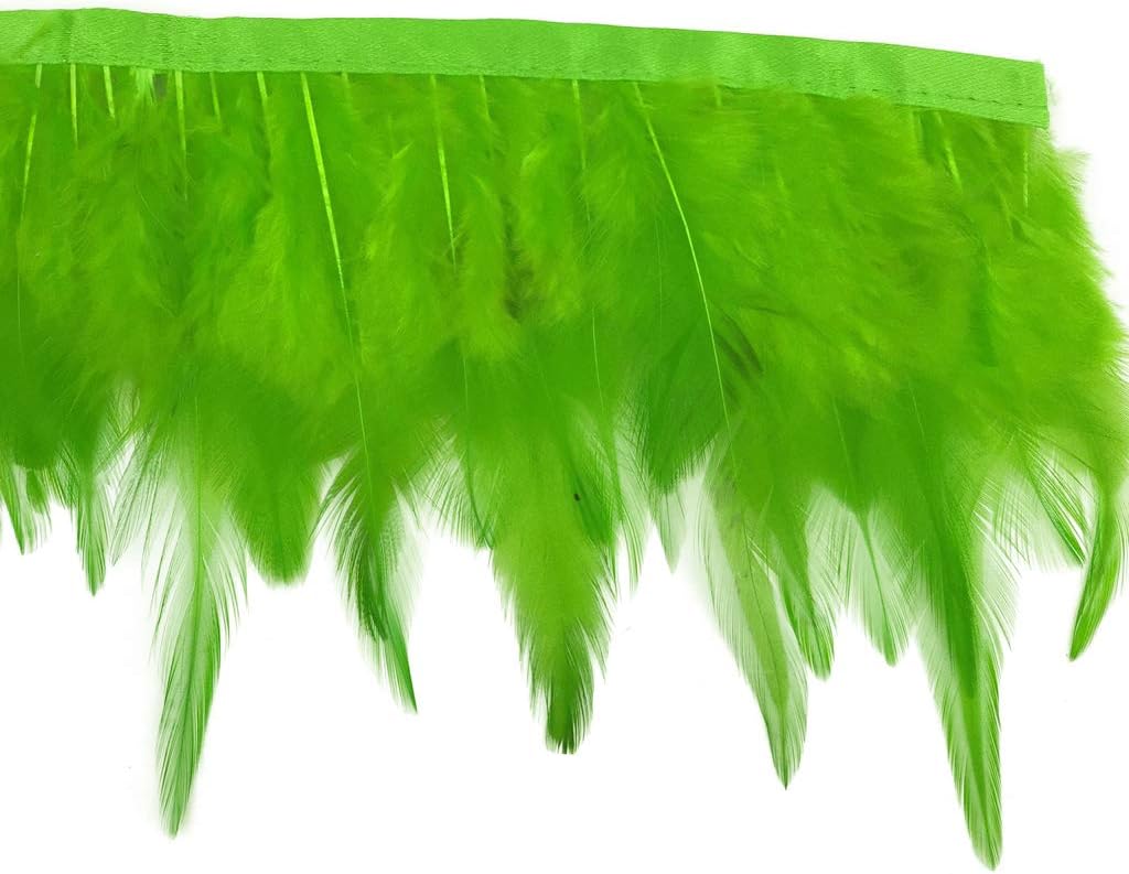 Shekyeon 2yards Rooster Hackle Feather Trim Fringe for DIY Clothing Craft Dress Decoration(Yellow)