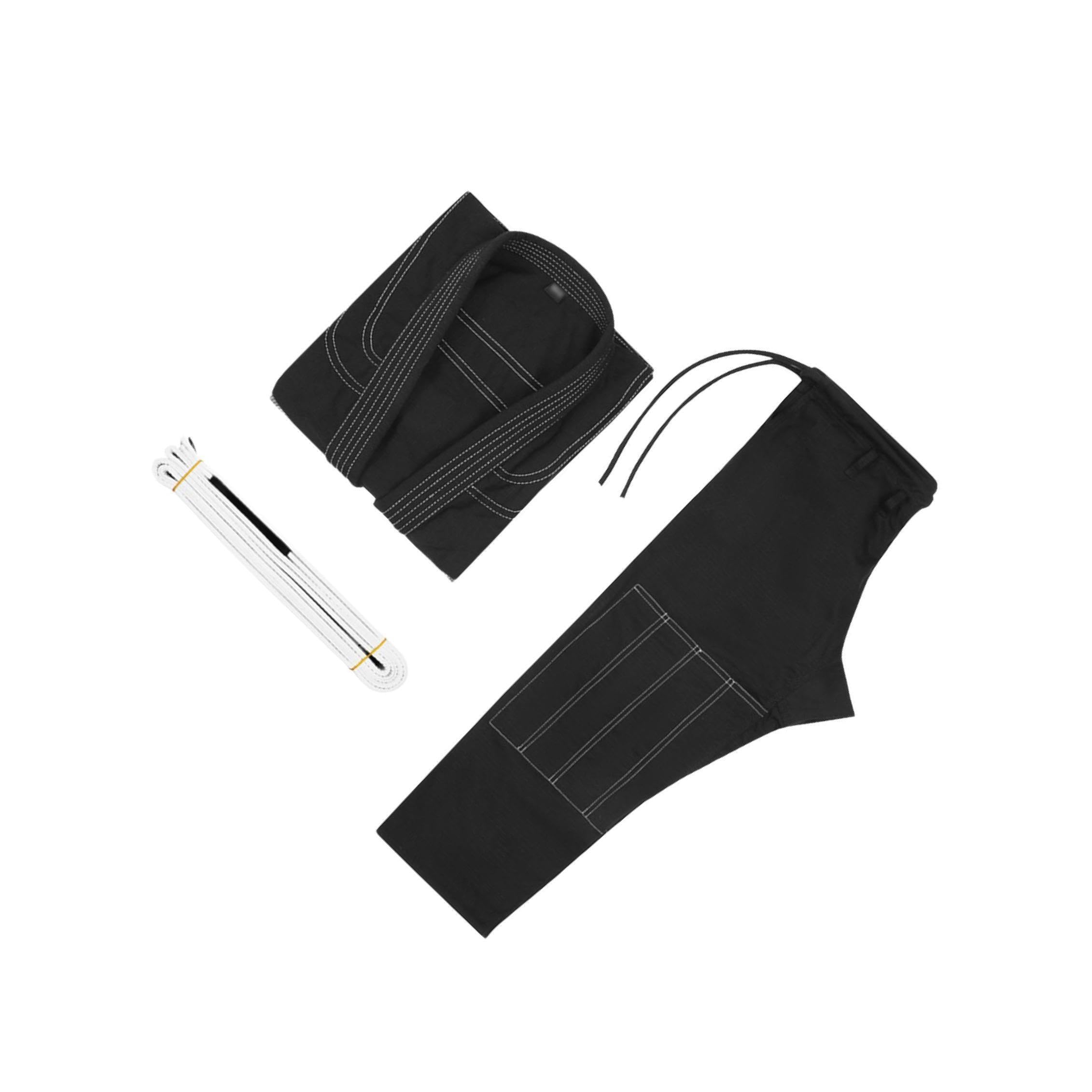 Accesorios de ropa para artes marciales, traje de Jiu Jitsu, cinturón, transpirable, ligero, deportivo, agarre, ajuste cómodo, kimono de torneo de, Negro, A2